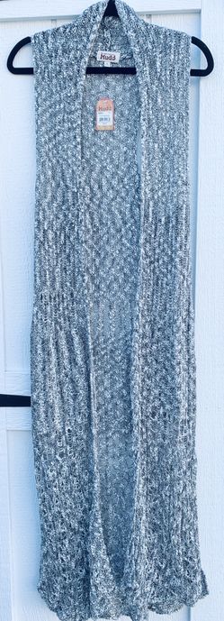Gray long cardigan, size L by Mudd, sleeveless