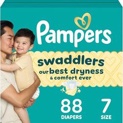 Brand New Pampers Swaddlers Diapers, Size 7 (26-50 lbs), 88 Count