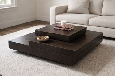 Modern Tiered Platform Coffee Table – Espresso Geometric Design