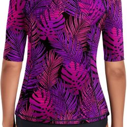 Daci Women Rash Guard Long Sleeve Zipper Bathing Suit with Bottom Built Bra