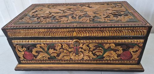 Large Asian Wooden Keepsake/Jewelry Box 20"