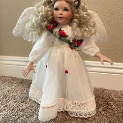 Porcelain Angel Doll With Stand