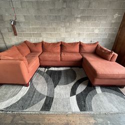 Orange Wrap Around Sectional Couch “WE DELIVER”
