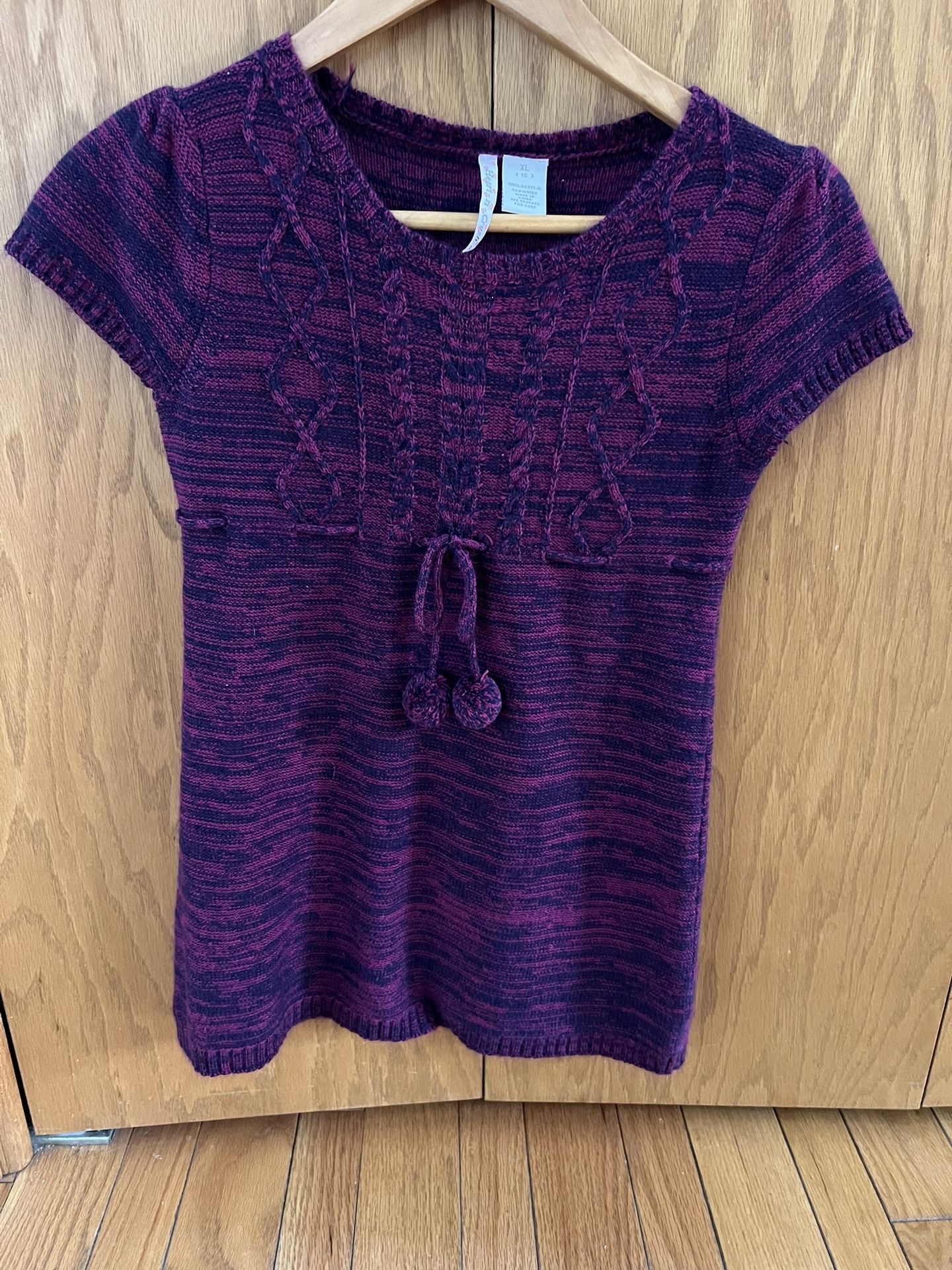 Girl's Heart-n-Crush Purple/Blue Knit Sweater Dress sz XL(16)-NWOT