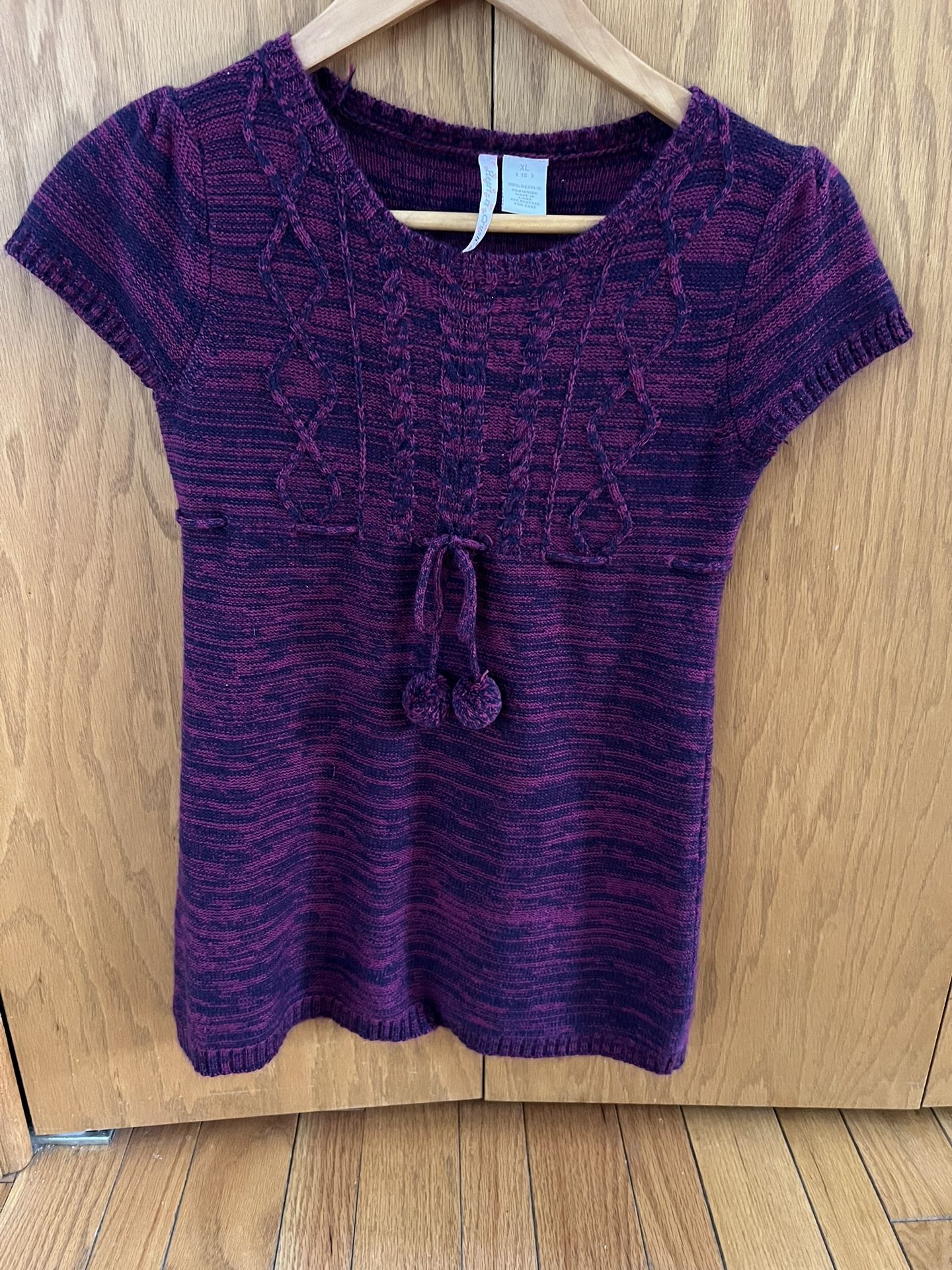 Girl's Heart-n-Crush Purple/Blue Knit Sweater Dress sz  XL(16)-NWOT