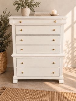 Golden Cottage • Cottage White 6-Drawer Tall Dress