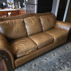 $450 | For Sale - Leather Convertible Sofa and Matching Armchair