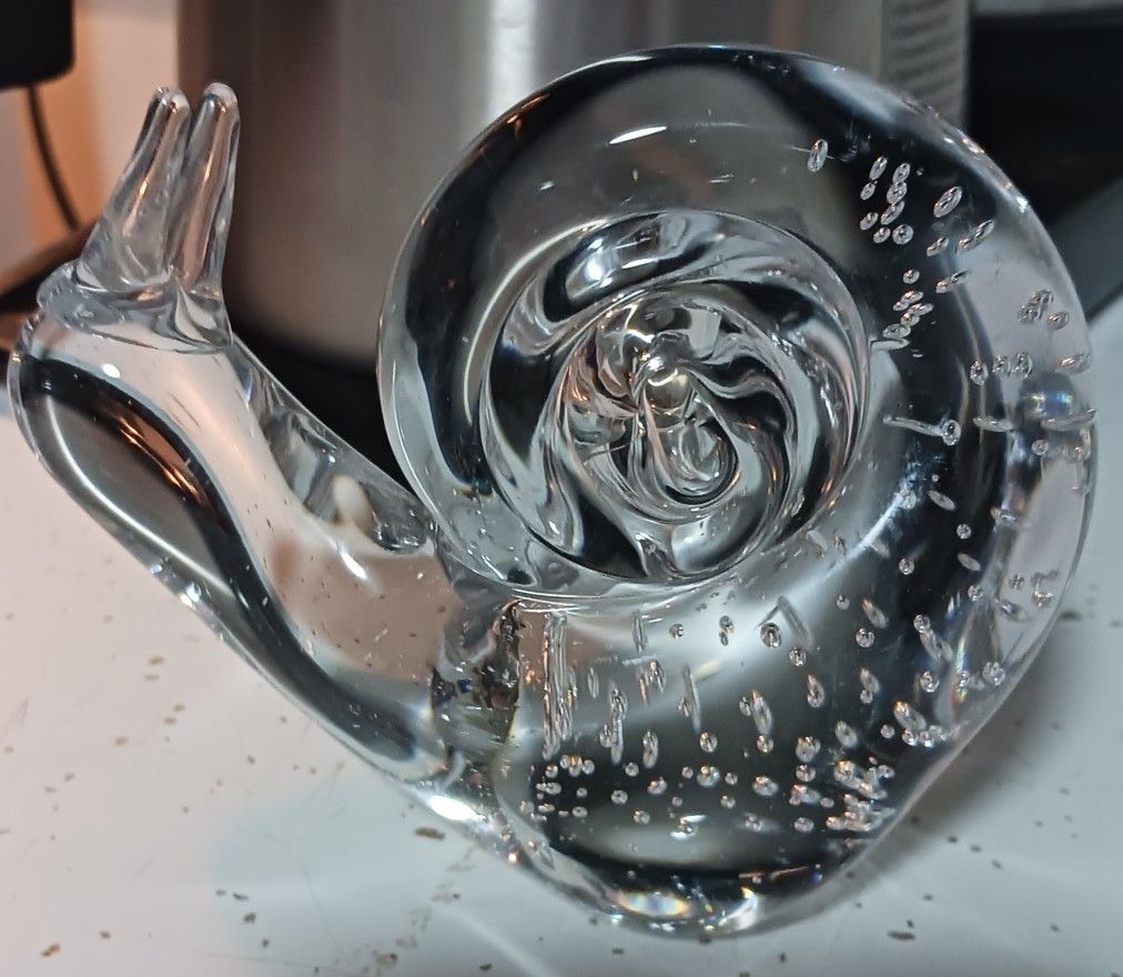 LEFTON ART CLEAR GLASS SNAIL FIGURINE/PAPERWEIGHT,  LISTED ON EBAY NOW FOR $46!