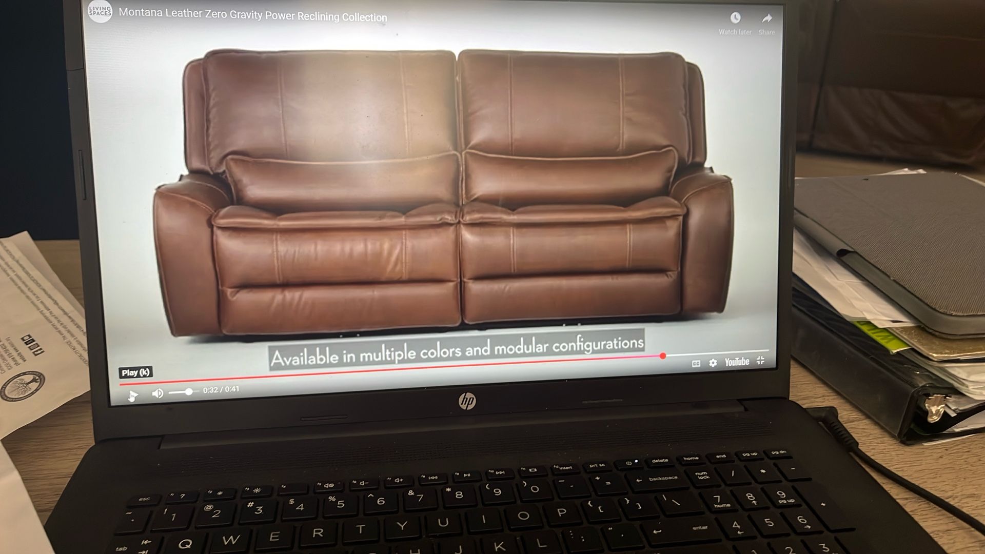 leather power reclining couch