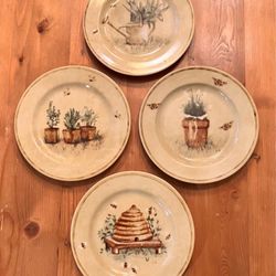 Vintage 8” Saucers•Set of 4•222 FIFTH Cheri’s Garden by Cheri Blum•Please See Pics/Description