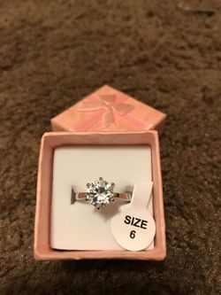 Women's 925 sterling silver diamond cubic zirconia wedding ring size 6