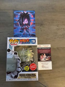 Signed Madara Uchiha #1196 Funko Pop – GameStop Exclusive GITD – JSA Certified