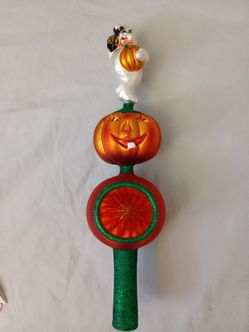 Halloween Tree Topper with Ghost and Pumpkin