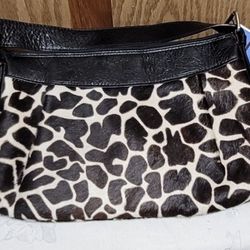 Maurizio Taiuti Leather & Real Cowhide Fur Handbag – Animal Print – Made in Italy – New
