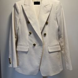 Banana Republic Double Breasted Blazer Yellow Honeycomb Size 4