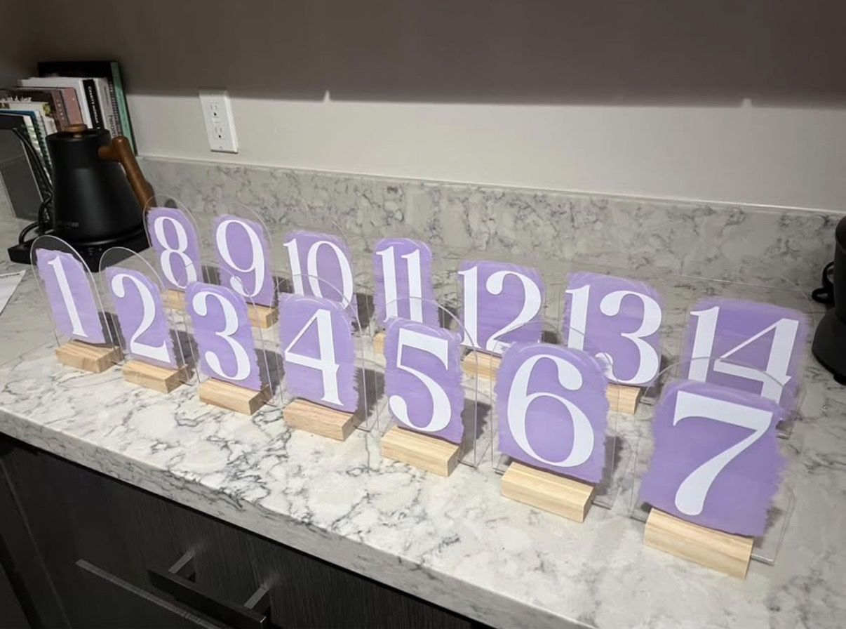 Purple Table Numbers 1-14