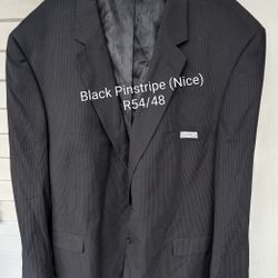 Mens Expensive Hand Tailored Suit Coat Jacket 56 Black Pinstripe. 22 Shoulders, 32.5 Long, 24 Sleeve. Fully Lined, Double Vented. Just Exquisite! You 