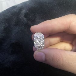 925 Silver Nugget Ring With Diamond Cut