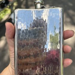 Vintage Flask, Hammered Metal, Last-Well