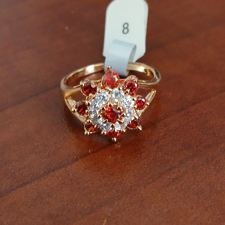 Orange Topaz & Diamond Gold Plated Ring
