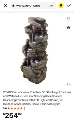 VEVOR 7-Tier Rock Cascading Outdoor Water Fountain