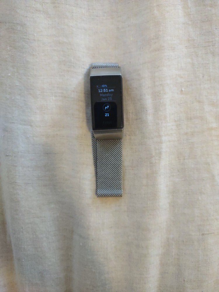 Fitbit with Silver Band