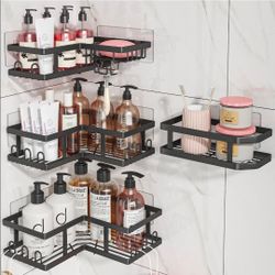 Youvip Shower Caddy Corner No Drilling-Adhesive, Shower Shelves-Rustproof
Organizer for Dorm. Black, 4-Pack - with Soap Holder