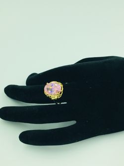 Vermeil Oval Faceted Pink CZ Ring 8