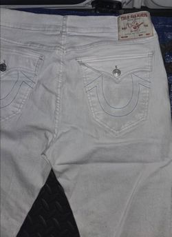 True Religion Geno Relaxed Slim Fit White Denim Jeans (34)