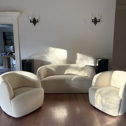 CB2 Gweneth Sofa with 2 Gweneth Swivel chairs