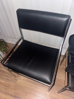 Crome and leather chairs - set of two