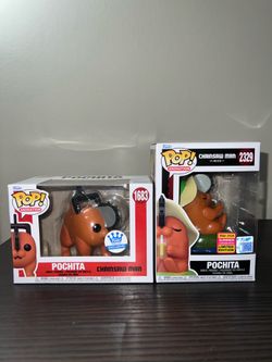 2 Pochita Funko Pops LE w/ Sunhat #2329 Vaulted Standing #1683 Chainsaw Man Anime Animation Manga