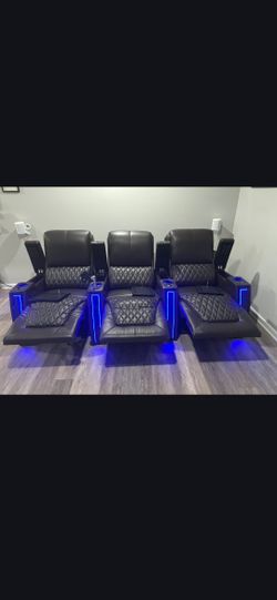 Genuine Italian Leather Dark Brown Theater Seats X3!!!