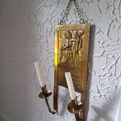 Antique Joan of Ark Candle Holder 