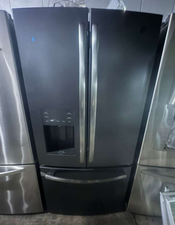LG 3‑Door Refrigerator Black Stainless w/ Dispenser — Clean, Ready