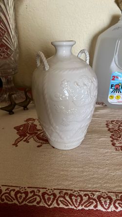White Flower Vase 7 3/4”H