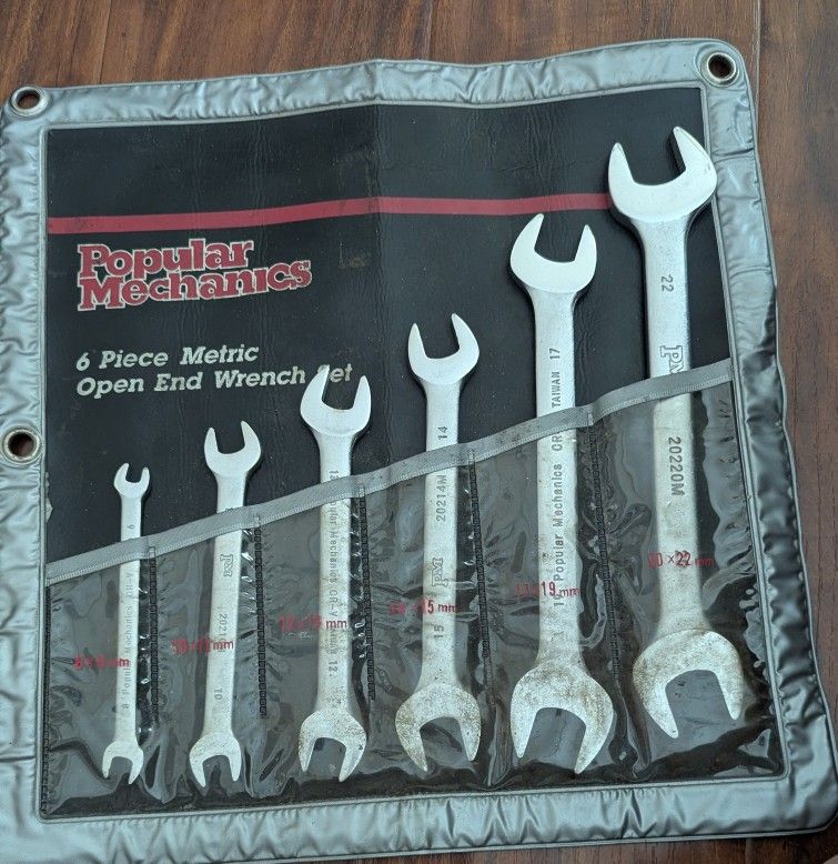 6 Piece Metric Open End Wrench Set