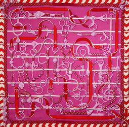 Hermes pink and red scarf