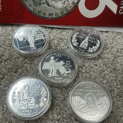 (5) 2012 1oz STATE Quarter Rounds, Missouri, Massachusetts, Alabama, Pennsylvania, Maryland 🏦 OPEN TO TRADES 🏦