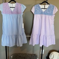 Two Brand New J. Marie Blue And Purple Checkered Dresses 