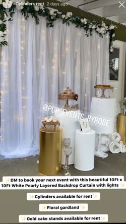 White Curtain With Lights Backdrop / Floral Or Balloon Decorations