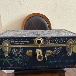 Vintage 'Time Capsule' Steamer Trunk (30"x15.5"x12") – Covered in Handwritten Love Notes & Memories