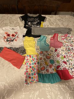 Girls toddler lot: three dresses, and three outfits Size 2 toddler New with tags