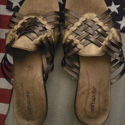 Softspots Gold Leather Sandals