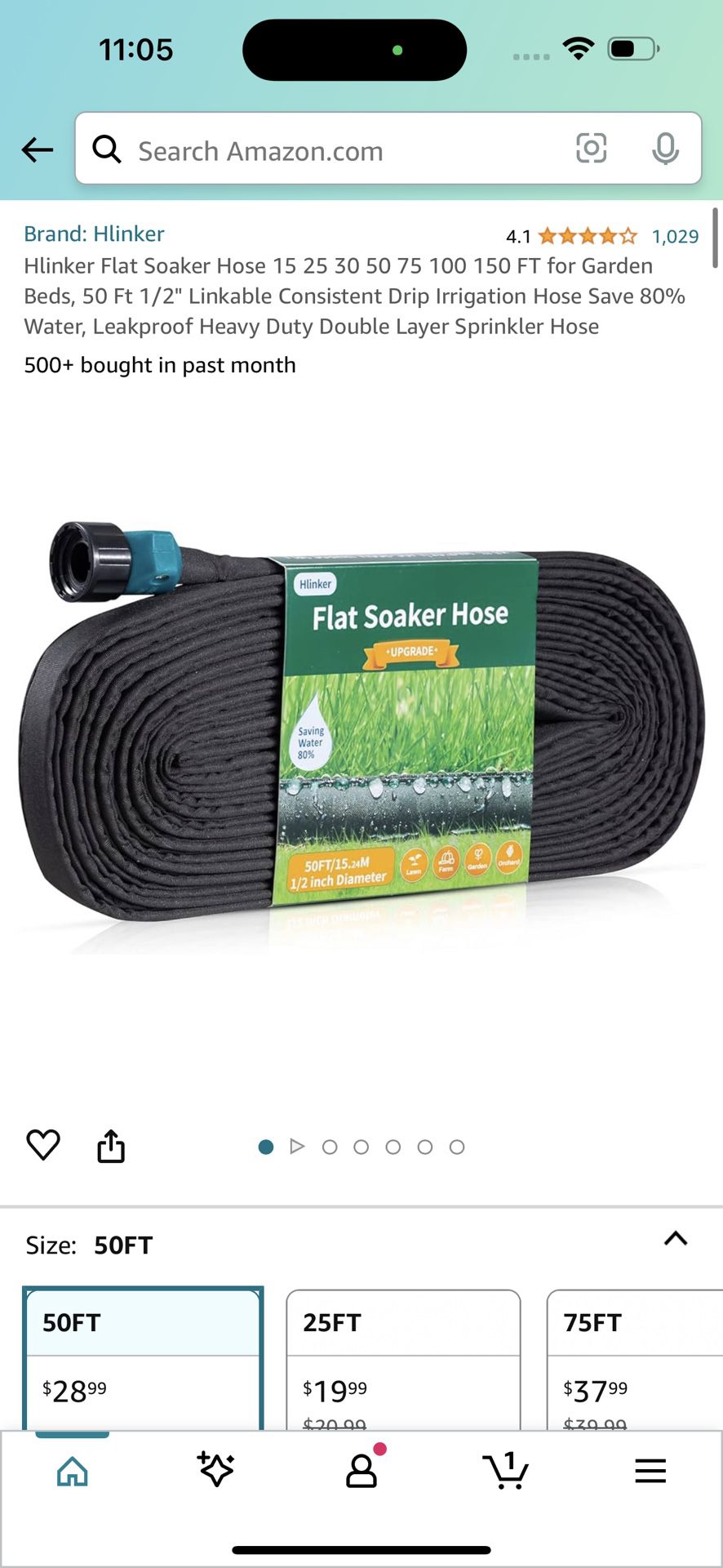 Hlinker Flat Soaker Hose 15 25 30 50 75 100 150 FT for Garden Beds, 50 Ft 1/2" Linkable Consistent Drip Irrigation Hose Save 80% Water, Leakproof Heav