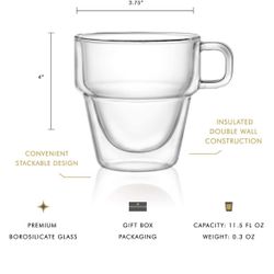 Double Wall Glass Cups 11.5 OZ (345mm)Set Of 4