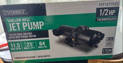 Everbilt 1/2 HP Shallow Well Jet Pump – 115/230V Dual Voltage Condition: New/Open Box – Mint Condition Looks new and in excellent condition. Appears