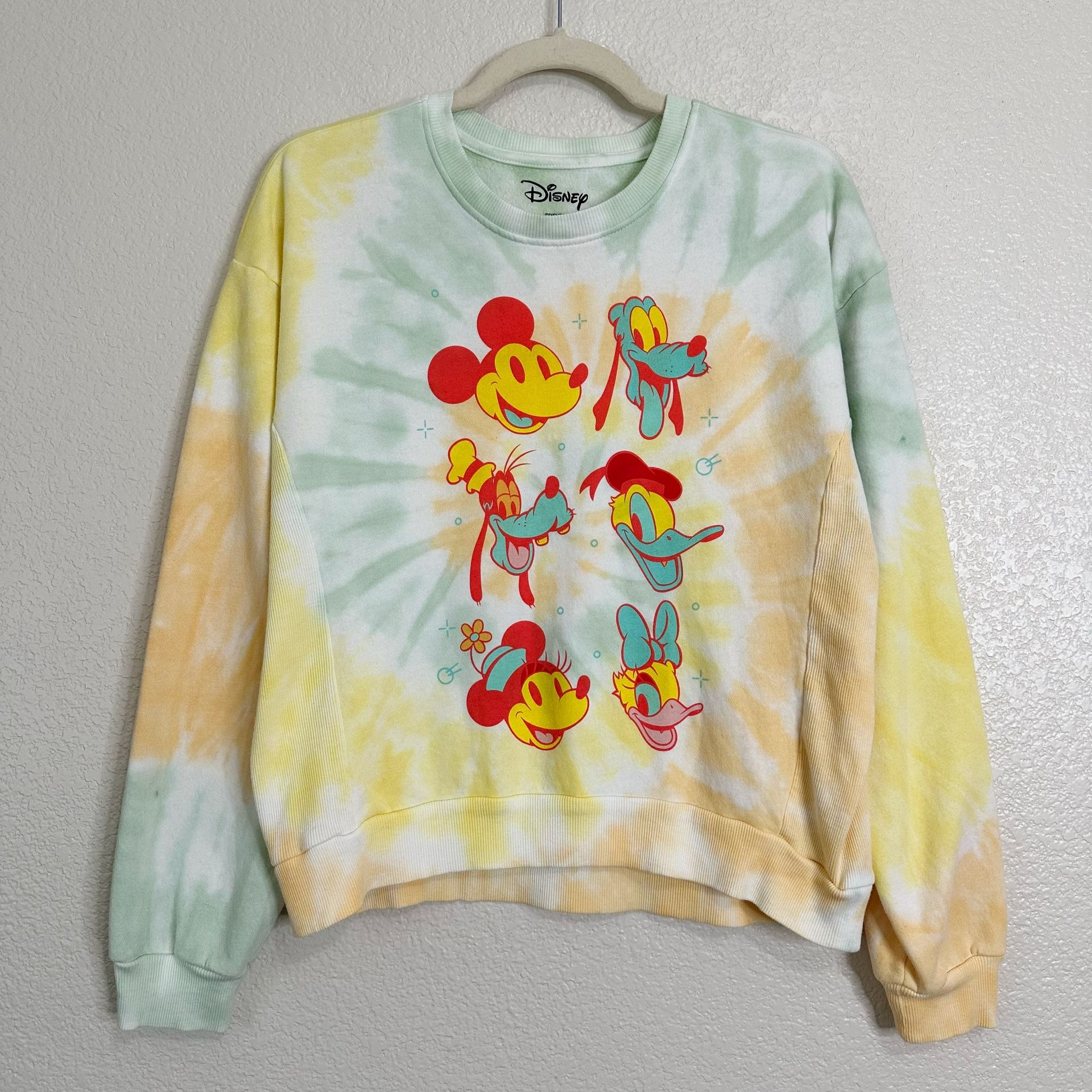 Disney Characters Tie Dye Pull Over Women's Sweatshirt, Size XL