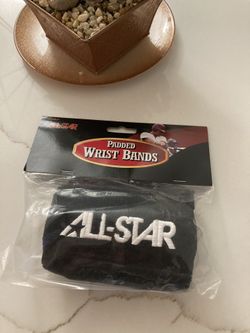 All-Star Padded Baseball Wristbands Black 6” Pair.