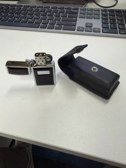 Vintage Slim Zippo little with rubber holder